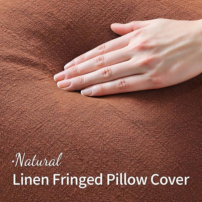 MIULEE Linen Fringe Decorative Fall Throw Pillow Covers Late Autumn 18x18 | Set - Image 2