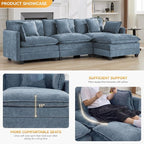 111'' Sectional Cloud Deep Seat Couch, Modern Comfy Chenille L Shaped Sectional - Image 3