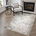 Area Rug Living Room: 3x5 Modern Washable Indoor Soft Carpet Brown | by FXRHLP