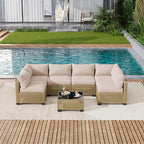 LOUVIXA 7 Piece Outdoor Patio Furniture Set, Outdoor Sectional Sofa, Wicker - Image 9