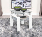 Coaster Home Furnishings Dyer 1-Shelf Square Glass Top Side End Table White - Image 2