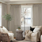 Burlywood Birch Pinch Pleat Linen Curtains 108 Inches Long 70 Inch Wide | Light by Twodrapes