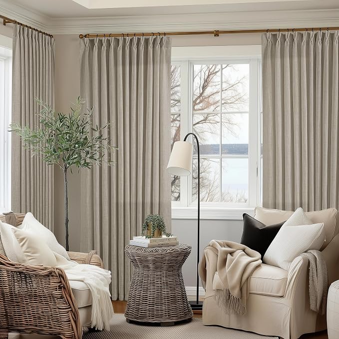 Burlywood Birch 84 Inches Long 70 Inch Wide Linen Curtains Pinch Pleated | - Image 7