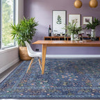 Washable Dark Blue Rug for Living Room - Image 7