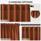 Rust Linen Curtains for Living Room 72 Inches Long Light Filtering Semi Sheer - Image 2