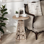 COZAYH Rustic Farmhouse Wooden End Table, Distressed Round Accent Table by COZAYH