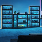 Display Cabinet with Acrylic Glass Doors, Extra Wide Curio Cabinet with LED - Image 4