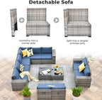 ovios 12 Pieces Patio Furniture Set, Outdoor Wicker Sectional Sofa - Image 9