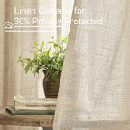 Brown Sheer Linen Curtains 45 Inches Long 2 Panels, 52 x 45 Inch | Light - Image 5