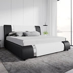 SHA CERLIN Modern Faux Leather King Bed Frame by SHACERLIN