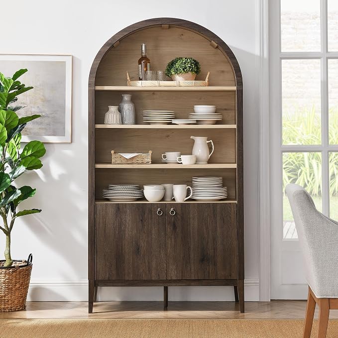 Modway Nolan Tall Arched Storage Display Cabinet in Dark Walnut - Image 5