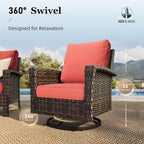 HERA'S HOUSE Red Patio Furniture Set, Oversized Outdoor Wicker Conversation Set - Image 3