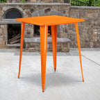 Flash Furniture Nolan Commercial Grade 31.5" Square Orange Metal Indoor-Outdoor - Image 2