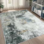 5x8 Area Rugs for Living Room Washable Bedroom Dining Room Black Gold | Modern by Aelenmu
