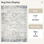 Soalmost 2x3 Washable Rugs for Kitchen, Small Area Rug Blue/Ivory | Non-Slip - Image 5