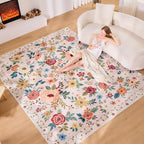 DUKINO 5x7 Area Rugs, Floral Washable Rug - Image 4