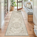 Madane Hallway Runner Rug 2x8 Washable Kitchen Rugs Non-Slip, Ivory/Brown | - Image 5