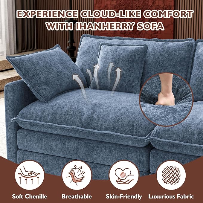 Ihanherry 114" V-Shaped Modern Sofa Modular Sectional Cloud Couch - Image 5