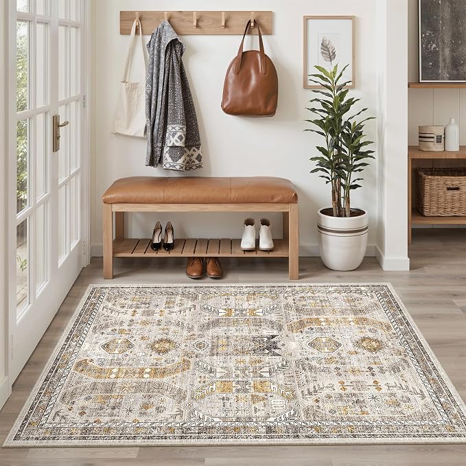 Madane Area Rug 3x5, Washable Vintage Entry Rugs - Image 3