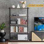 HCHQHS Bookshelf, 5-Tier Industrial Bookcase, Rustic Open Book Shelf, - Image 2