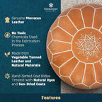 Marrakesh Gallery Genuine Leather Round Pouf Unstuffed - Image 4