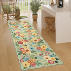 DUKINO 2.6x8 Runner Rug, Floral Washable Kitchen Rugs Non Slip, Stain Resistant by DUKINO