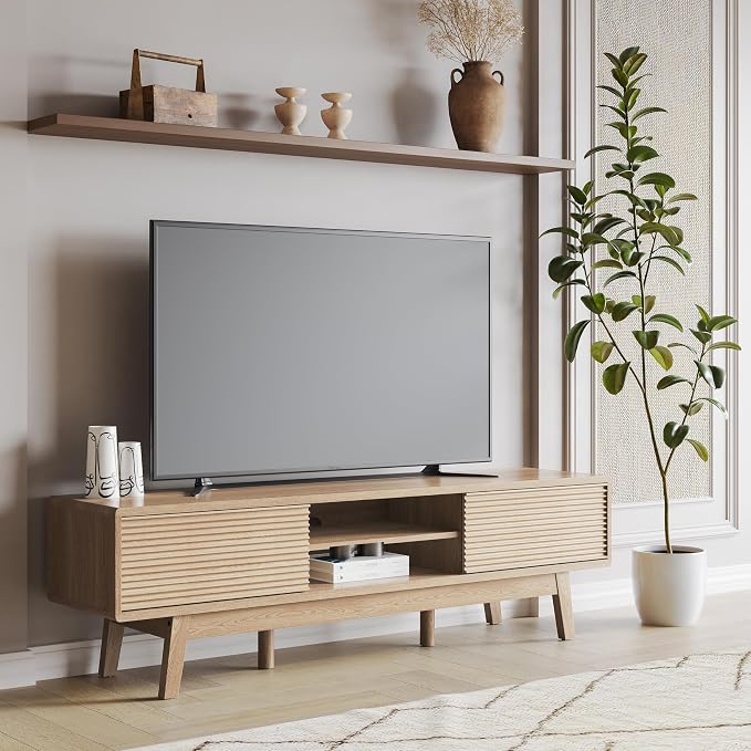 TOLEAD 59" TV Console, Mid Century Modern TV Stand - Image 6