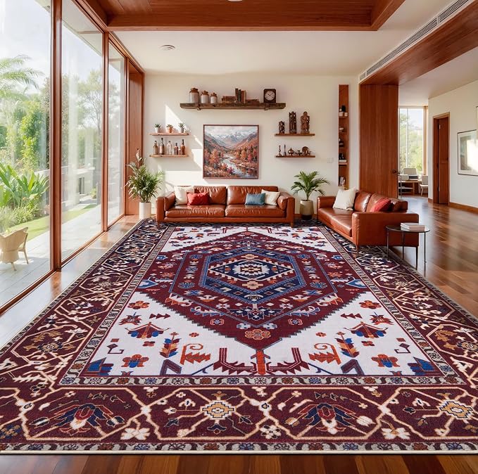SERISSA 9x12 Washable Non Slip Boho Area Rug by SERISSAHomeDecorCollection