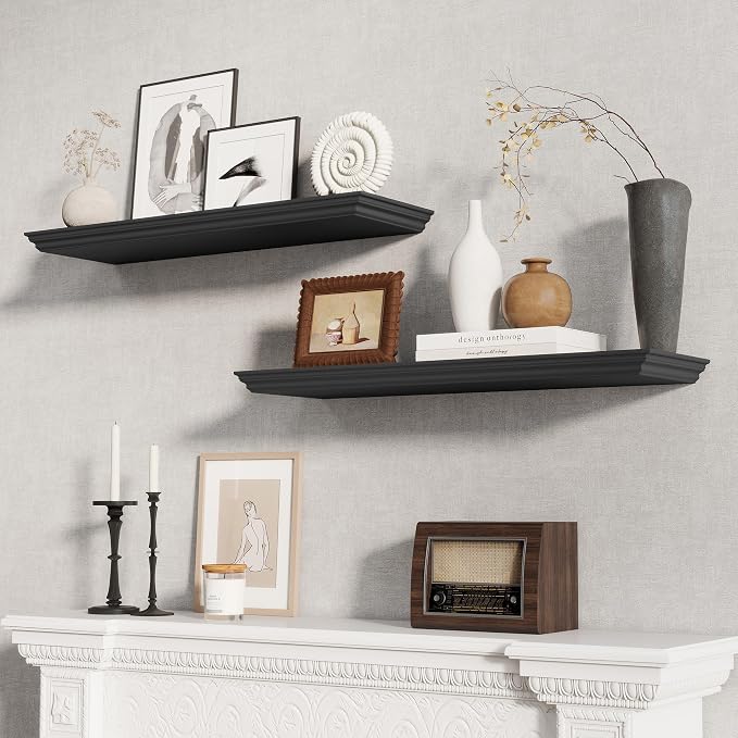 Fun Memories Floating Shelves 32 Inch Long, 9.3 Inch Deep Classic Crown Molding - Image 2