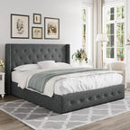 Allewie Queen Size Lift Up Storage Bed, Button Tufted Headboard - Image 8