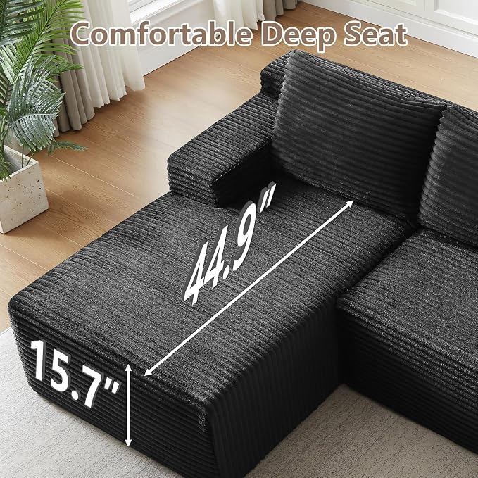 96" Cloud Sectional Couch U-Shaped Chaise - Image 7