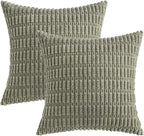 MIULEE Euro Sham Corduroy Decorative Throw Pillow Covers 24x24 Light Olive | - Image 6