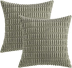 MIULEE Corduroy Decorative Throw Pillow Covers 20x20 Light Olive Pack of 2 | - Image 6