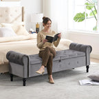 67" Storage Bench for Bedroom, Velvet End of Bed Bench, King Size Bench - Image 5
