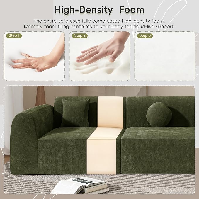 Merax 3-Piece 140" Sectional Modular Sofa Set, 4 Seat Curved Modern Cloud Couch - Image 6