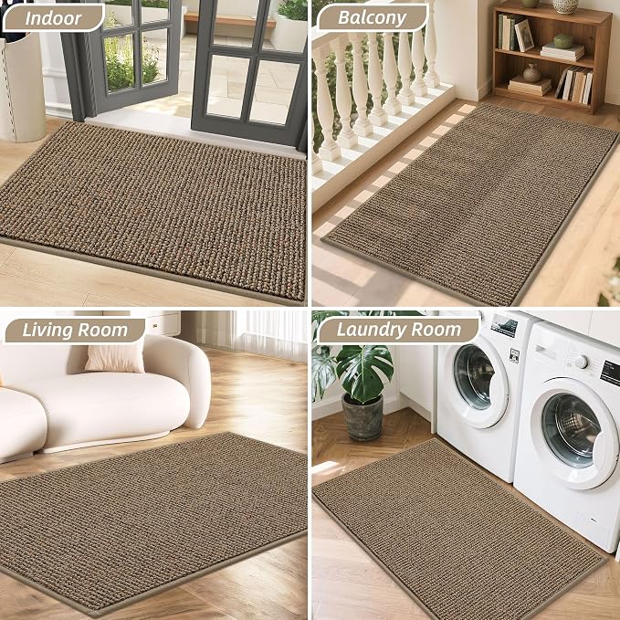 BEQHAUSE Dirt Trapper Door Mat 24" x 36", Non-Slip Washable Doormats, Low - Image 8