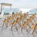 VINGLI Bamboo Folding Chair, Foldable Dining Wood Chairs Comfortable Seat - Image 6