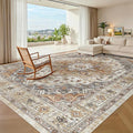 Madane 8x10 Area Rugs for Living Room, Non-Slip Washable Rug, Turmeric/Grey | by Madane