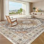 Madane 8x10 Area Rugs for Living Room, Non-Slip Washable Rug, Turmeric/Grey | by Madane