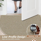 BEQHAUSE Dirt Trapper Door Mat 32" x 48" Half Circle Non Slip, Light Beige | - Image 5