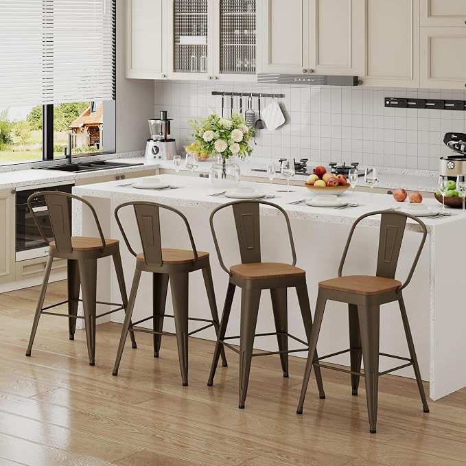 Andeworld Metal Bar Stools Set of 2, 30 inch Bar Height Barstools - Image 6