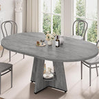 43''–59'' Extendable Dining Table, Round Kitchen Dining Room Dinner Table - Image 3