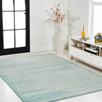 JONATHAN Y Khalil Modern Berber Stripe Turquoise/Cream Indoor Area Rug - Image 5