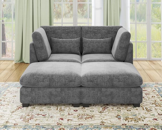 77" Oversized Chenille Couch Modular Sectional Sofa, Washable Cloud Couch by CHICHOUSE