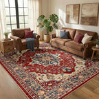 RELEANY Washable Area Rug, Water Repellent, Pet Friendly, Vintage Floral Boho - Image 2
