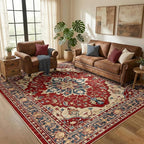 RELEANY Washable Area Rug, Water Repellent, Pet Friendly, Vintage Floral Boho by RELEANY