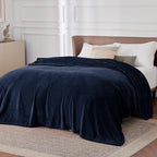 Bedsure GentleSoft Navy Fleece Blankets Queen Size - Image 6