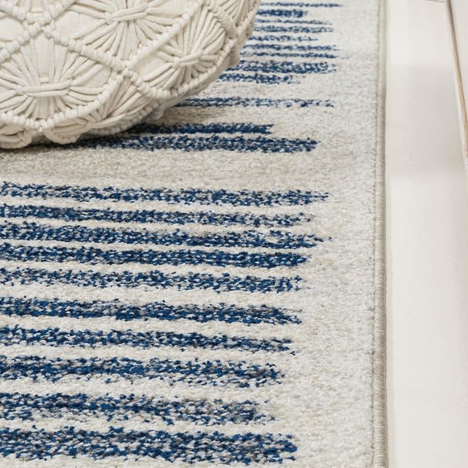 JONATHAN Y Khalil Modern Berber Stripe Cream/Navy Runner Rug, Contemporary - Image 7