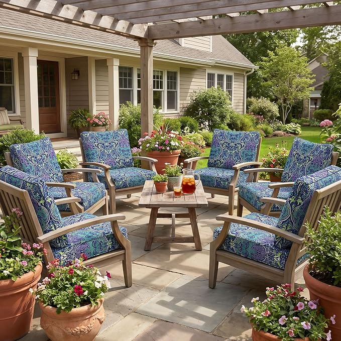 12Pcs Patio Cushion Covers Stretch Outdoor Furniture Protector Slipcovers | - Image 6