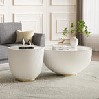 Round Marble Coffee Table Set of 2, 2 Piece White Coffee Table and End Table - Image 3